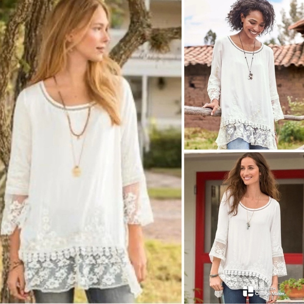 Sundance Betrothed embroidered lace trim tunic